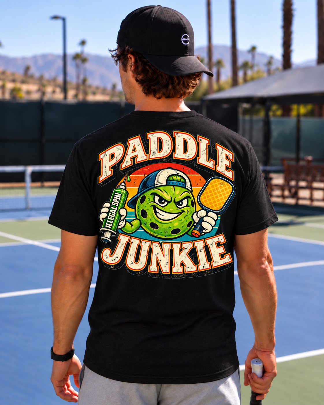 Retro Paddle Junkie Performance Tee- Black